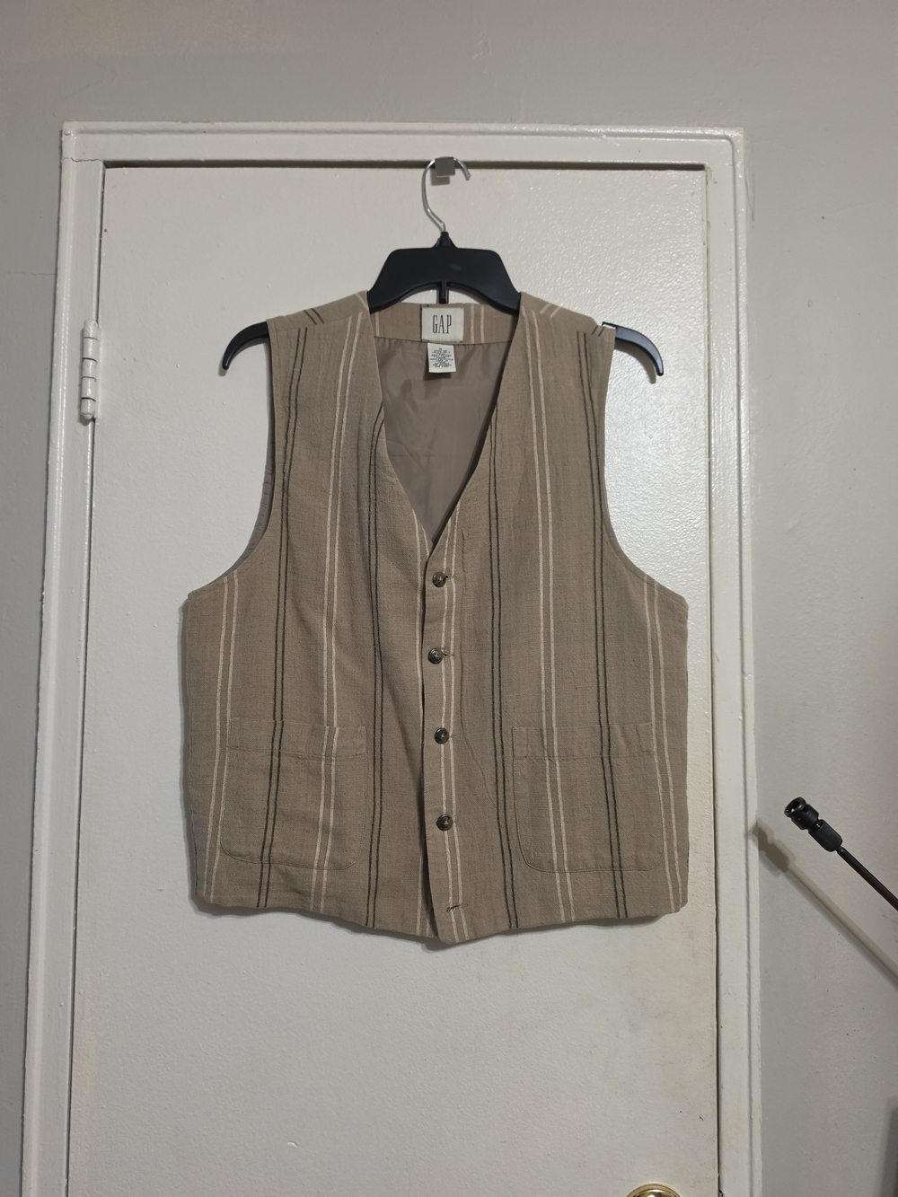 GAP Beige Striped Button Vest